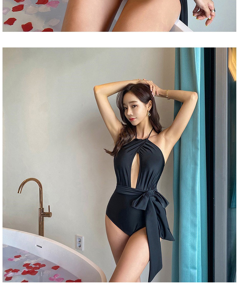 Fashion Black Small Chest Open Back Strappy One-piece Swimsuit,One Pieces