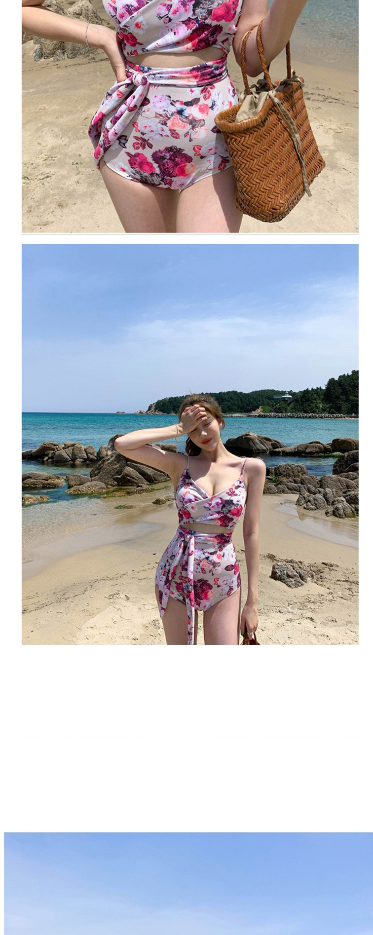 Fashion Printing Gathered Lace-up Halter One-piece Swimsuit,One Pieces