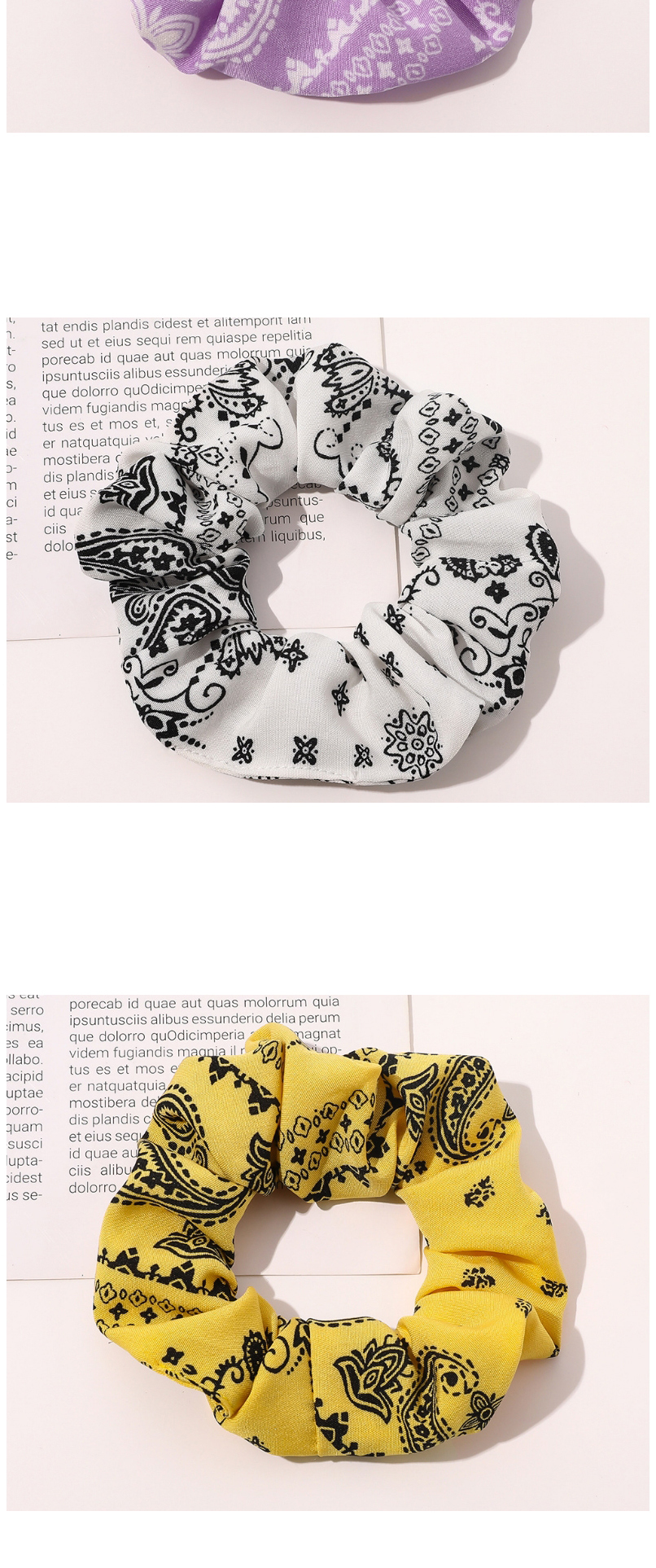 Fashion Small Cashew Flower Small Circle-yellow Printed Gradient Tie-dye Large Intestine Circle Hair Rope,Hair Ring