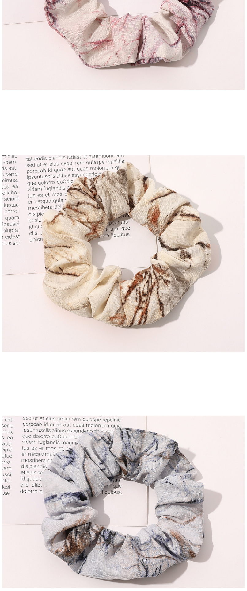 Fashion Marbling Small Circle-beige Printed Gradient Tie-dye Large Intestine Circle Hair Rope,Hair Ring