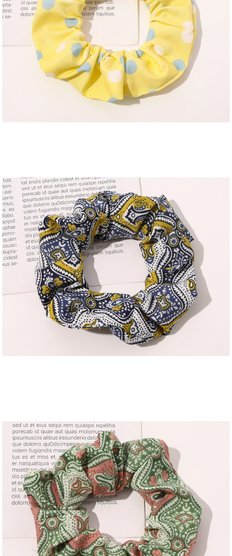 Fashion Ethnic Style Small Circle-navy Yellow Printed Gradient Tie-dye Large Intestine Circle Hair Rope,Hair Ring