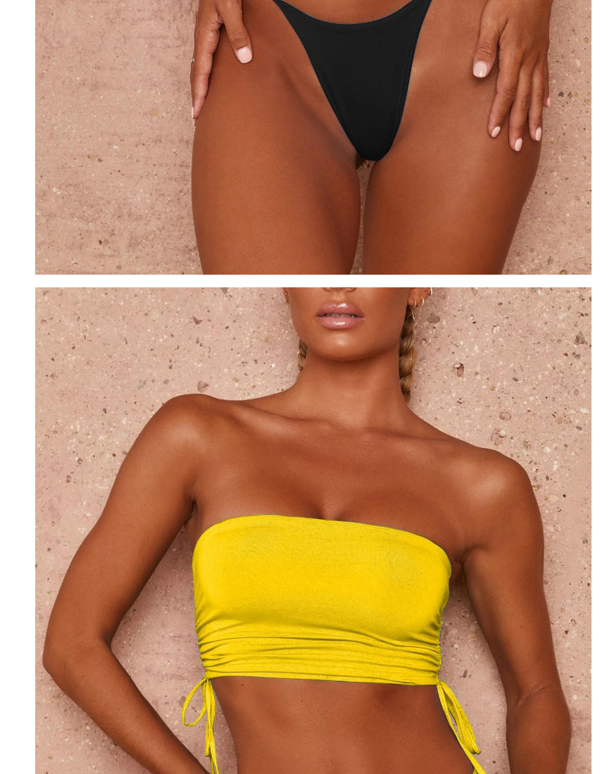 Fashion Yellow Bandeau Gradient Open Back Split Swimsuit,Bikini Sets