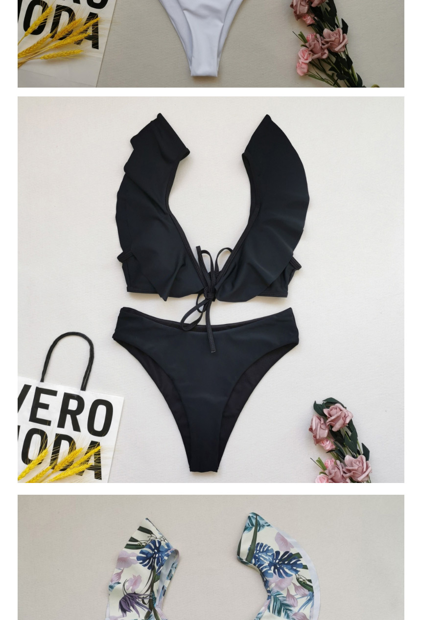 Fashion Black Flash Print Tether Split Swimsuit,Bikini Sets