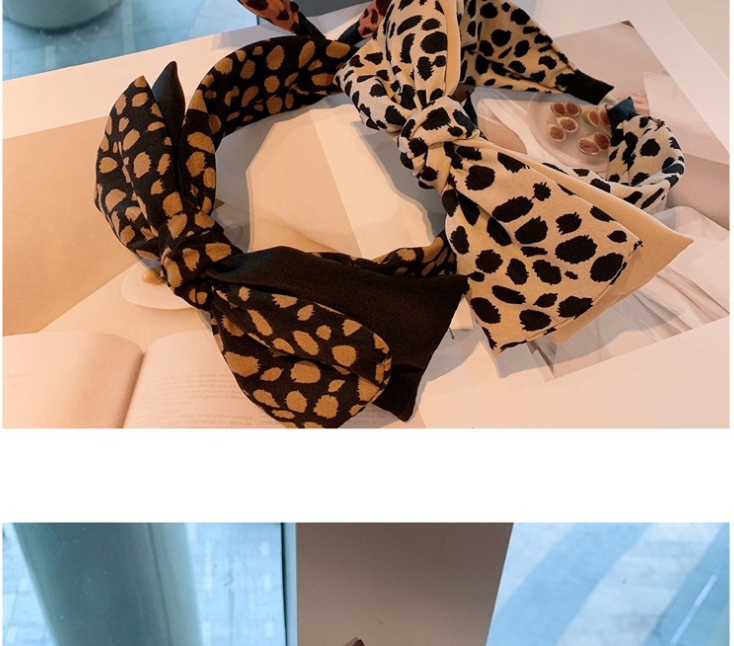 Fashion Printed Coffee Color Leopard Dot Print Double Big Bow Headband,Head Band