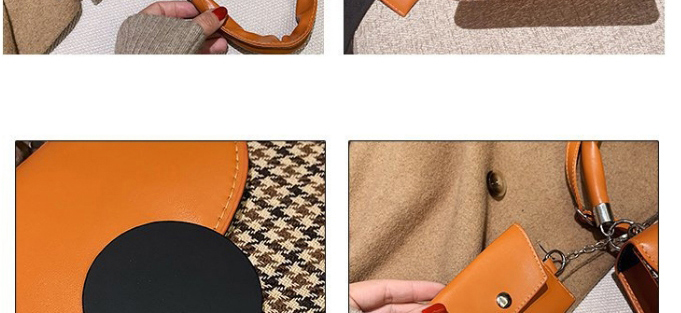 Fashion Dark Brown Houndstooth Fold Stitching Contrast Color One-shoulder Messenger Bag,Shoulder bags