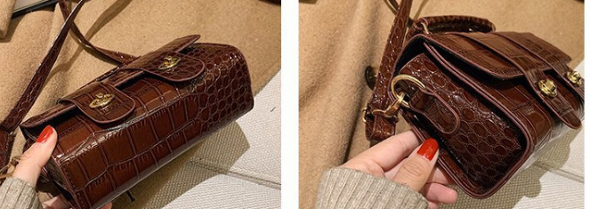 Fashion Coffee Color Lock Stone Pattern Flap One-shoulder Crossbody Bag,Shoulder bags