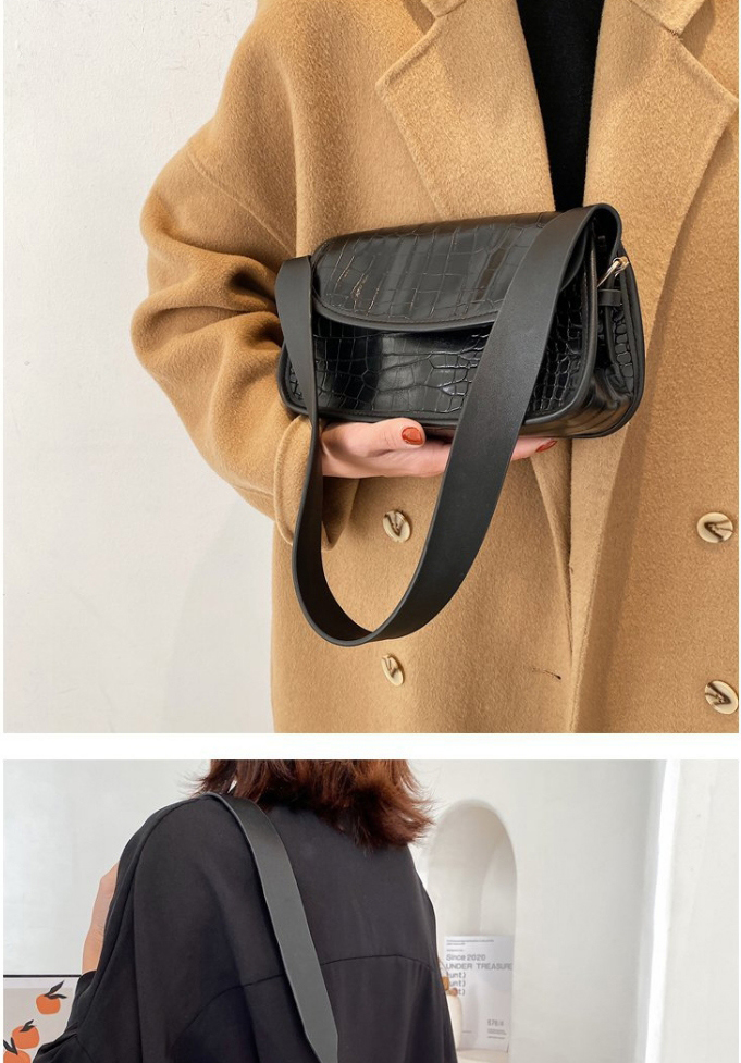 Fashion Red Wine Crocodile Pattern Flap Covered Shoulder Messenger Bag,Shoulder bags