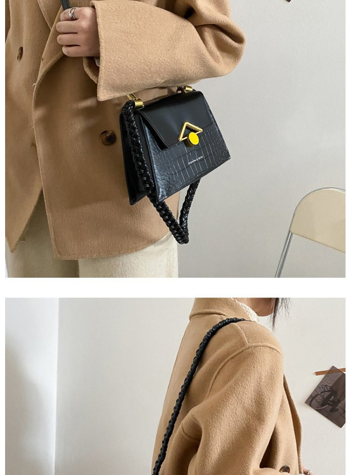 Fashion Light Brown Lock Stone Pattern Flap One-shoulder Crossbody Bag,Shoulder bags