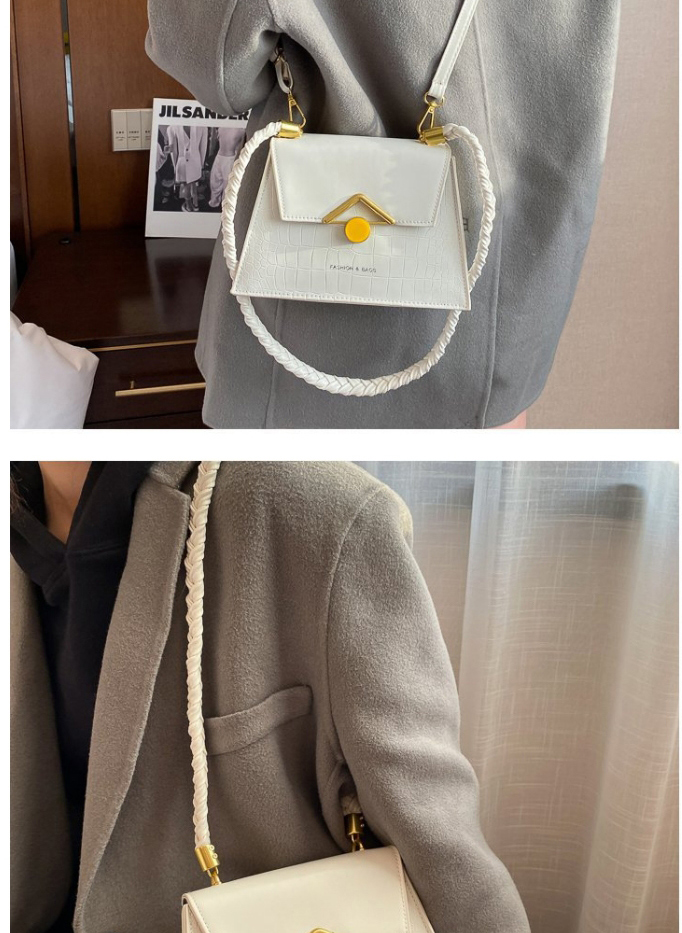 Fashion Black Lock Stone Pattern Flap One-shoulder Crossbody Bag,Shoulder bags