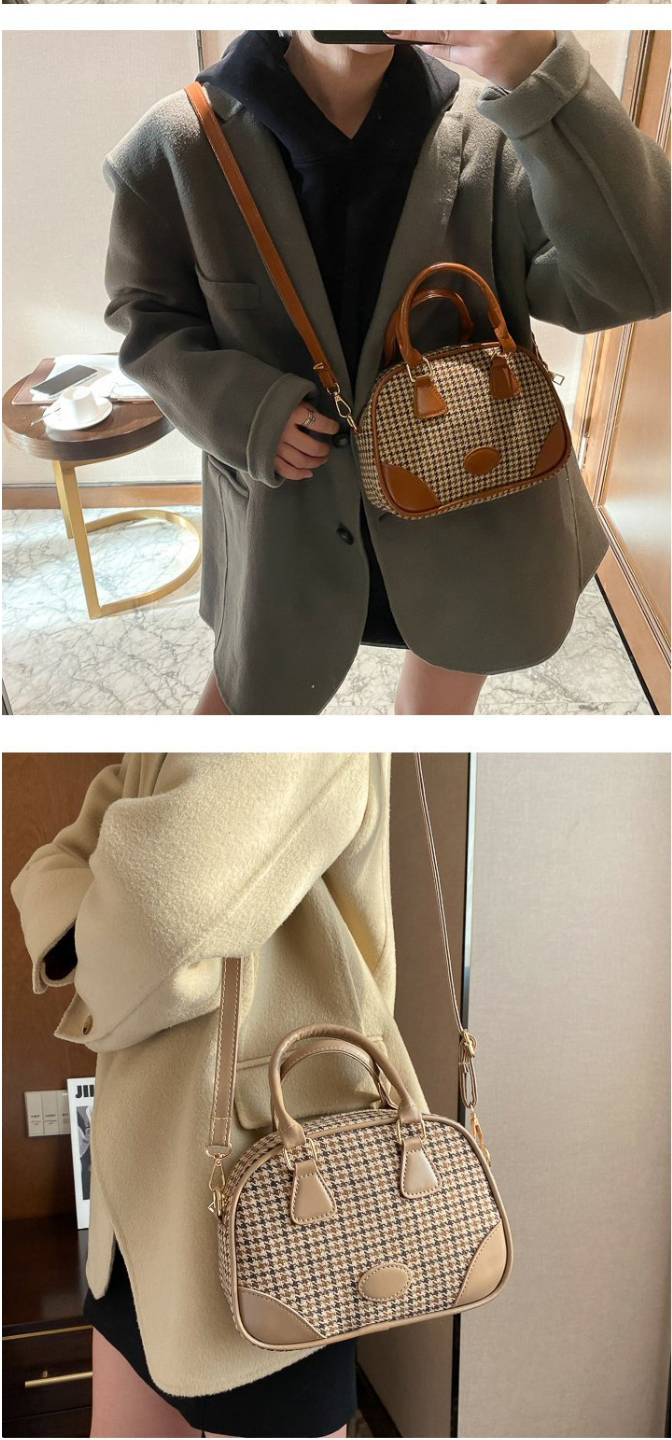 Fashion Khaki Houndstooth Stitching Crossbody One-shoulder Armpit Bag,Messenger bags