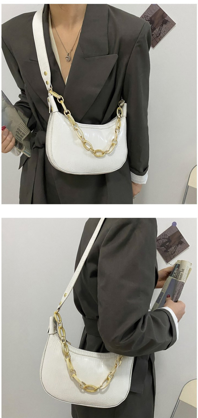 Fashion Dark Brown Stone Pattern Chain Shoulder Cross Bag,Shoulder bags