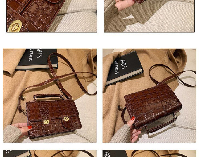 Fashion Brown Stone Pattern Lock Flap One Shoulder Messenger Bag,Shoulder bags