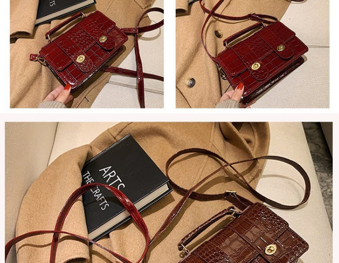Fashion Brown Stone Pattern Lock Flap One Shoulder Messenger Bag,Shoulder bags