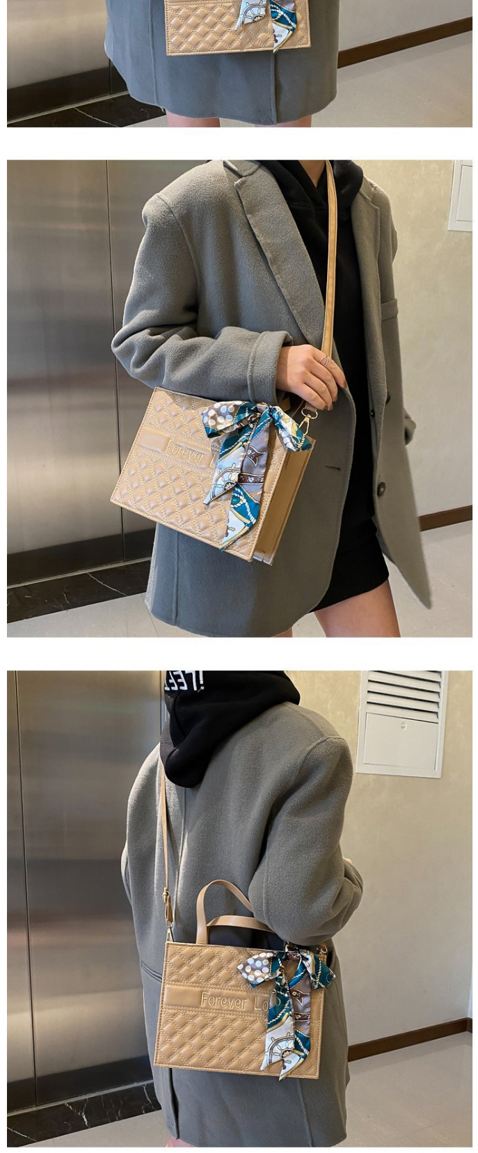 Fashion Light Brown Large-capacity Embroidery Thread Ribbed Silk Scarf One-shoulder Armpit Bag,Messenger bags