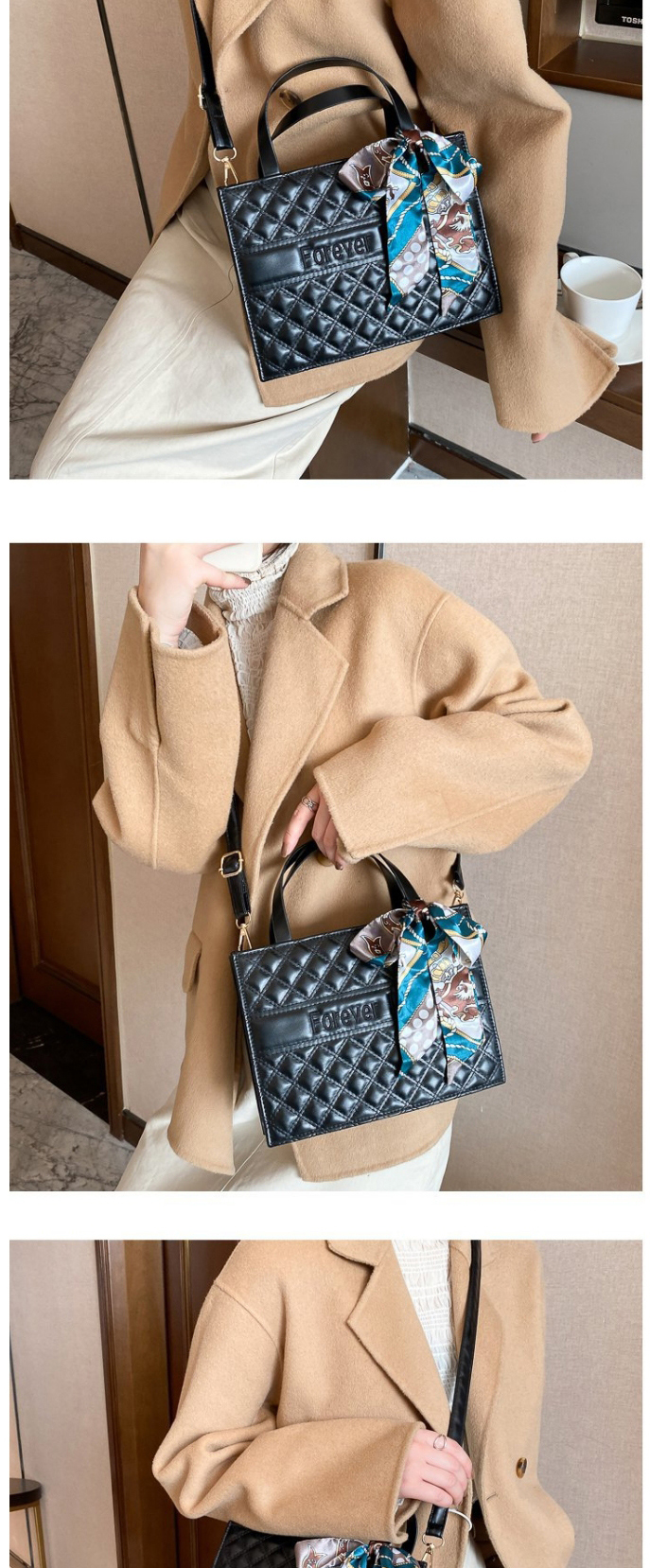 Fashion White Large-capacity Embroidery Thread Ribbed Silk Scarf One-shoulder Armpit Bag,Messenger bags