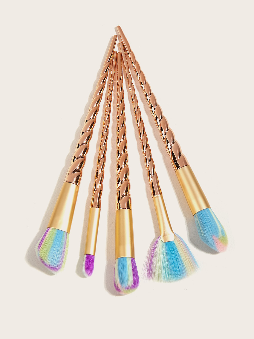 Fashion Rose Gold Color 5 Threaded Plastic Handle Aluminum Tube Nylon Hair Cosmetic Brush,Beauty tools