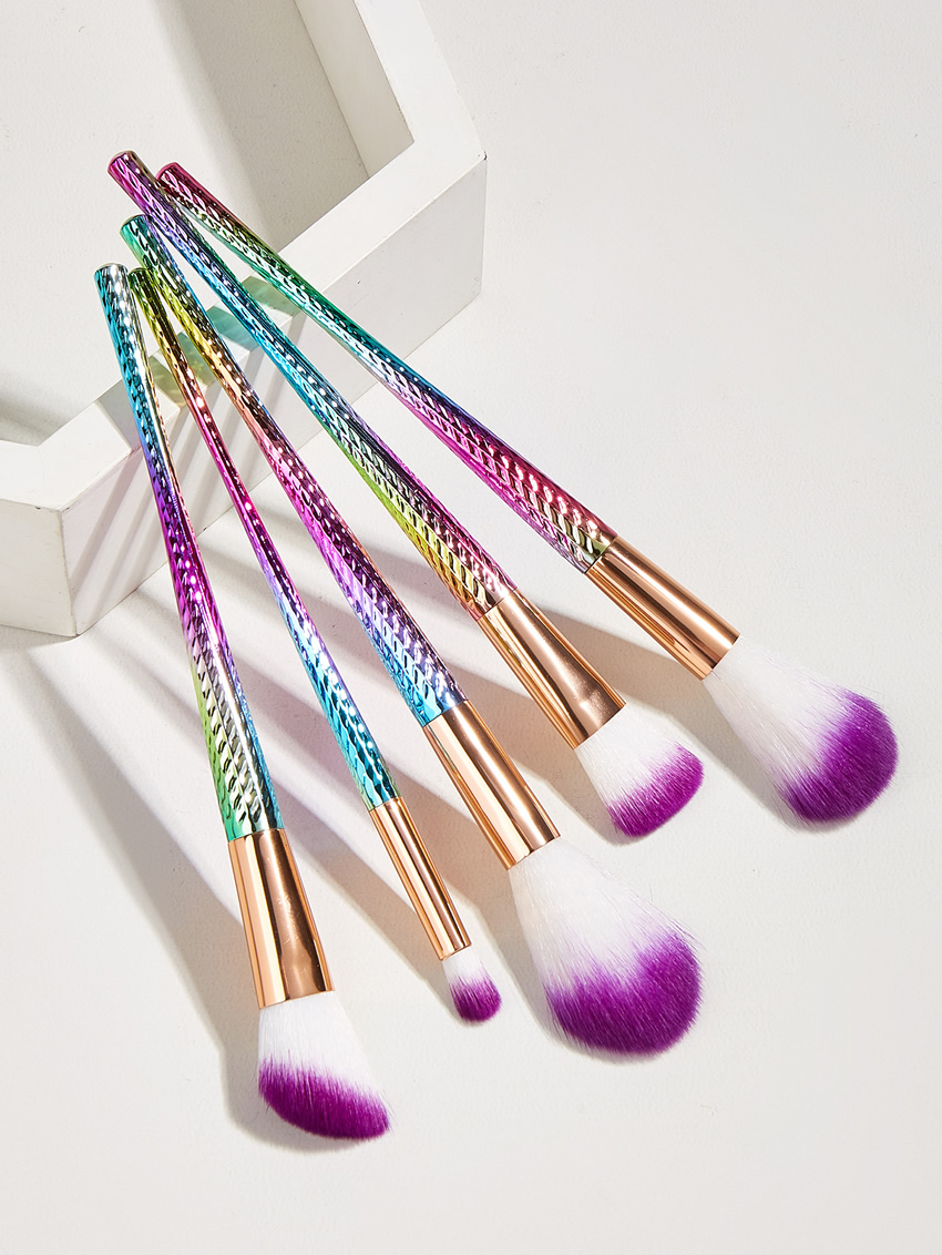 Fashion Colorful 5 Xiaoman Waist Plastic Handle Aluminum Tube Nylon Hair Makeup Brushes,Beauty tools