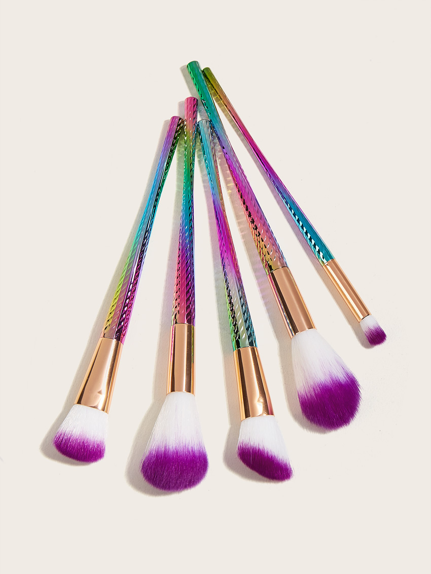 Fashion Colorful 5 Xiaoman Waist Plastic Handle Aluminum Tube Nylon Hair Makeup Brushes,Beauty tools