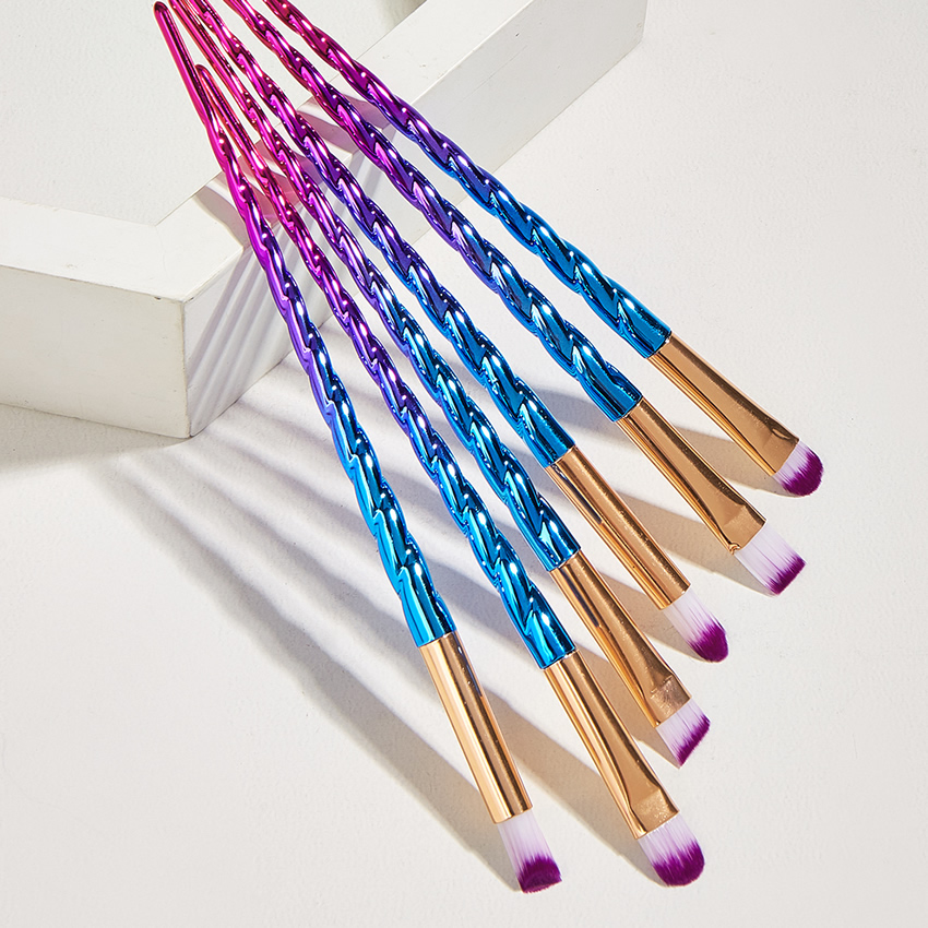 Fashion Colorful 6 Threaded Plastic Handle Aluminum Tube Nylon Hair Cosmetic Brush,Beauty tools