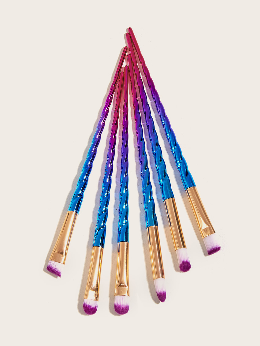 Fashion Colorful 6 Threaded Plastic Handle Aluminum Tube Nylon Hair Cosmetic Brush,Beauty tools