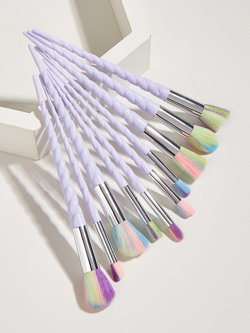 Fashion Color Set Of 10 Threaded Plastic Handle Aluminum Tube Nylon Hair Makeup Brushes,Beauty tools