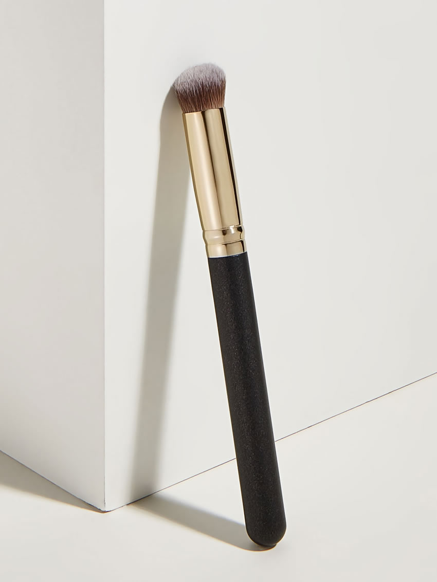 Fashion Black Single Small Round Oblique Wooden Handle Nylon Hair Makeup Brush,Beauty tools
