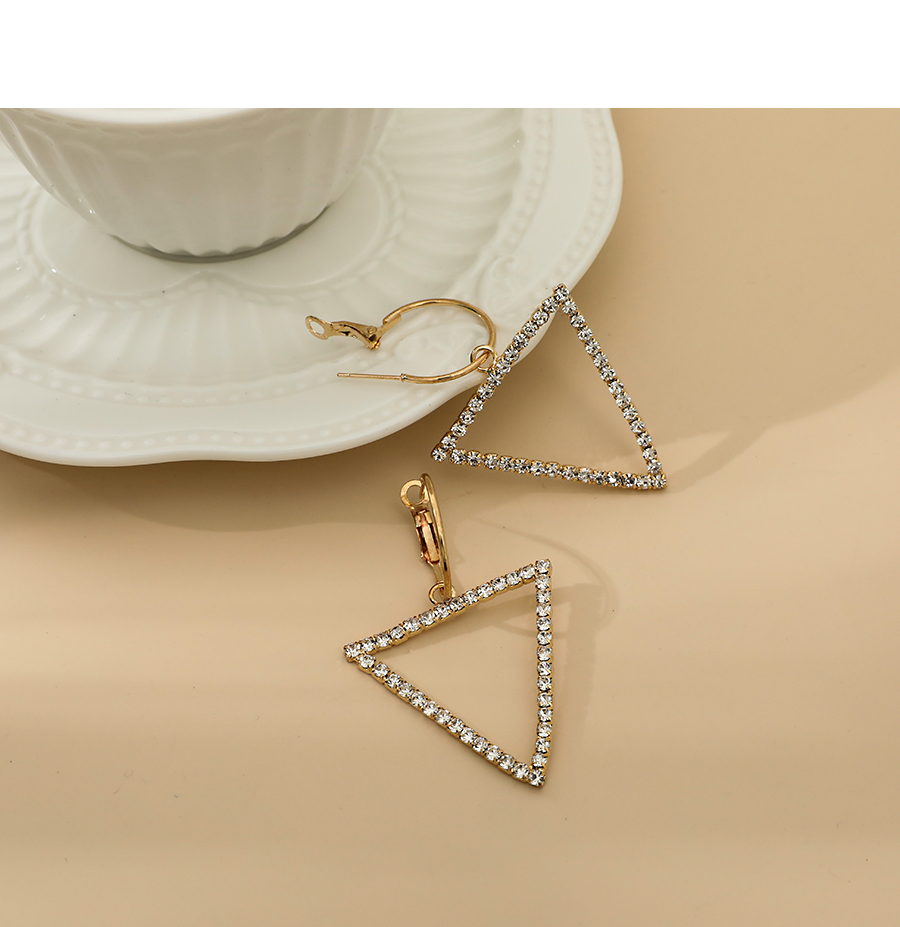 Fashion Gold Color Alloy Diamond Hollow Triangle Stud Earrings,Hoop Earrings