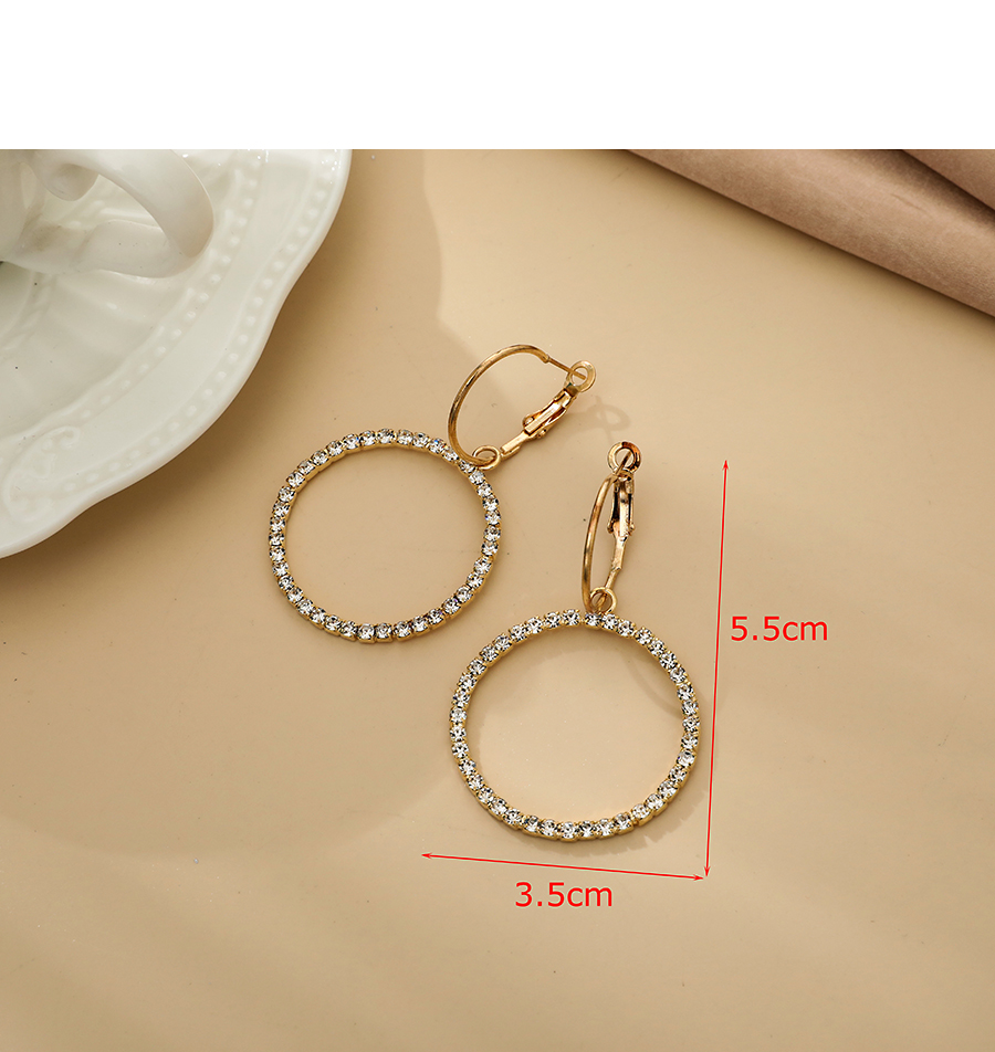 Fashion Gold Color Alloy Diamond Hollow Round Earrings,Hoop Earrings