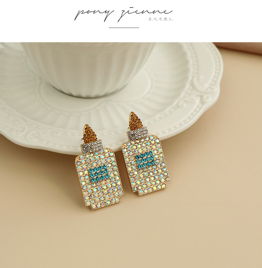 Fashion Ab Color Alloy Diamond Pearl Geometric Shape Stud Earrings,Stud Earrings