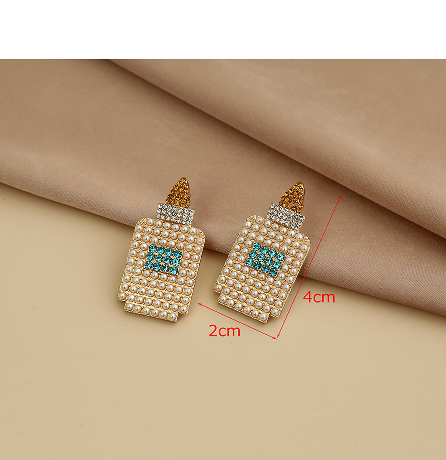 Fashion Ab Color Alloy Diamond Pearl Geometric Shape Stud Earrings,Stud Earrings