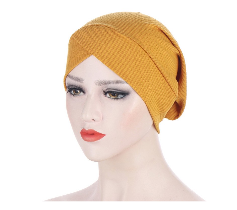 Fashion Khaki Toothpick Strip Forehead Cross Headscarf Hat,Beanies&Others