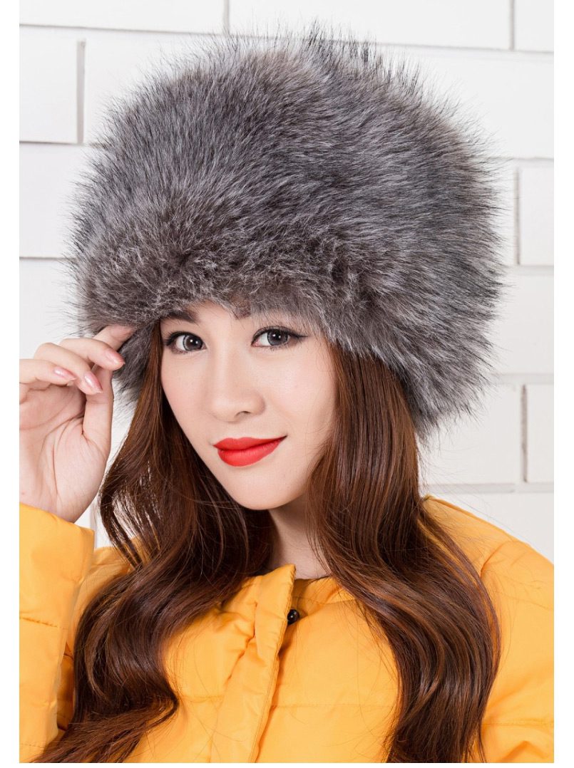 Fashion Card Tip On White Fur Warm And Cold-proof High Imitation Fox Hair Pot Hat,Beanies&Others