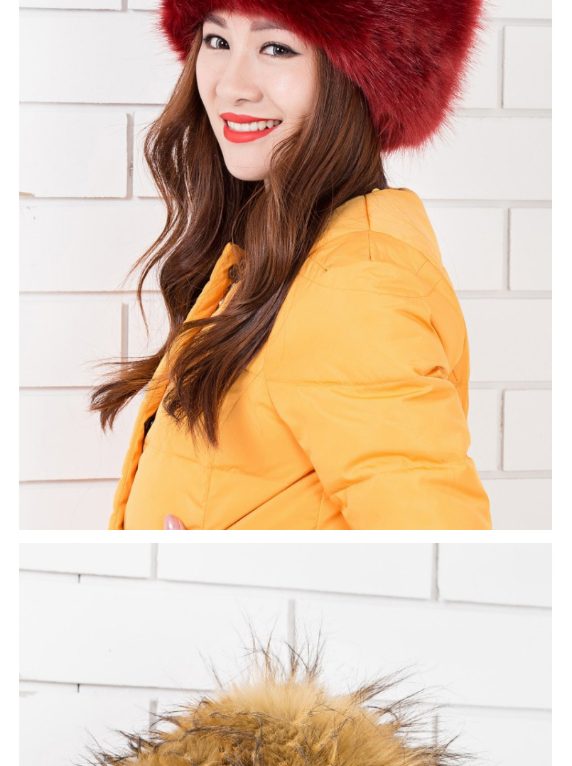 Fashion Red Wine Fur Warm And Cold-proof High Imitation Fox Hair Pot Hat,Beanies&Others