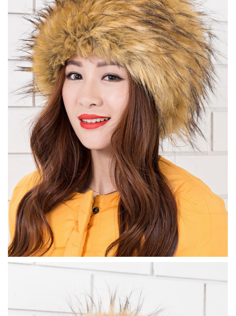 Fashion Khaki Fur Warm And Cold-proof High Imitation Fox Hair Pot Hat,Beanies&Others