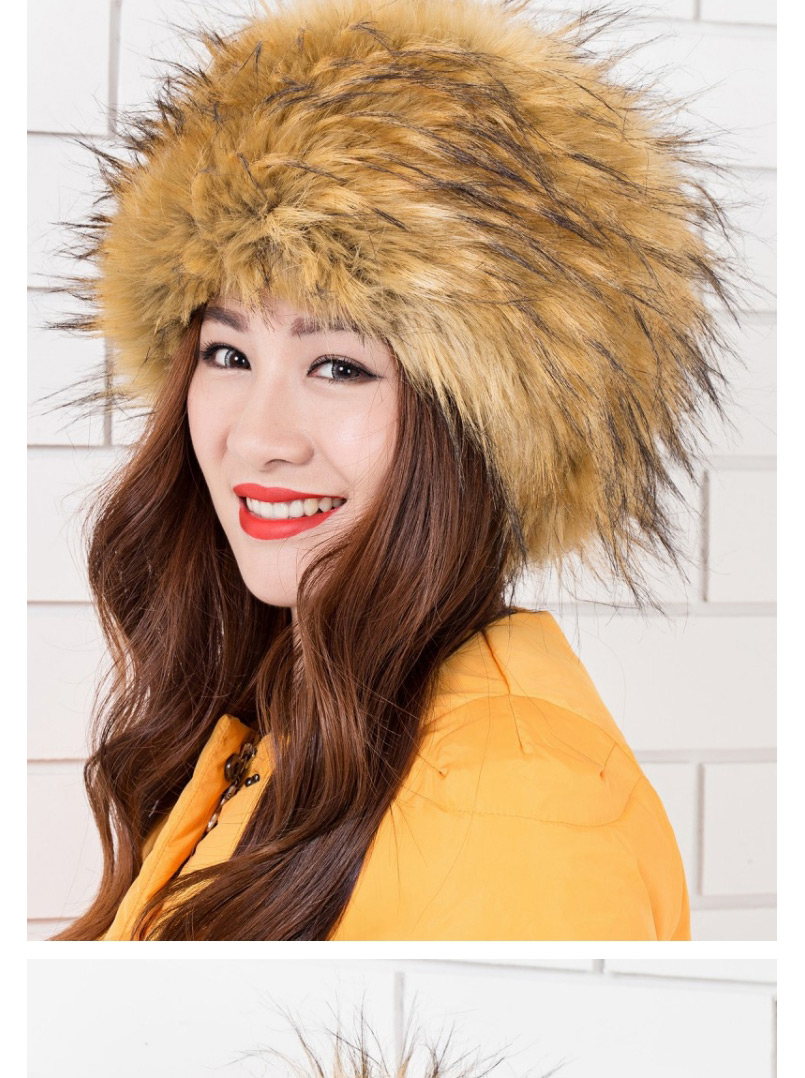 Fashion Imitation Raccoon Hair Coffee Tip Fur Warm And Cold-proof High Imitation Fox Hair Pot Hat,Beanies&Others