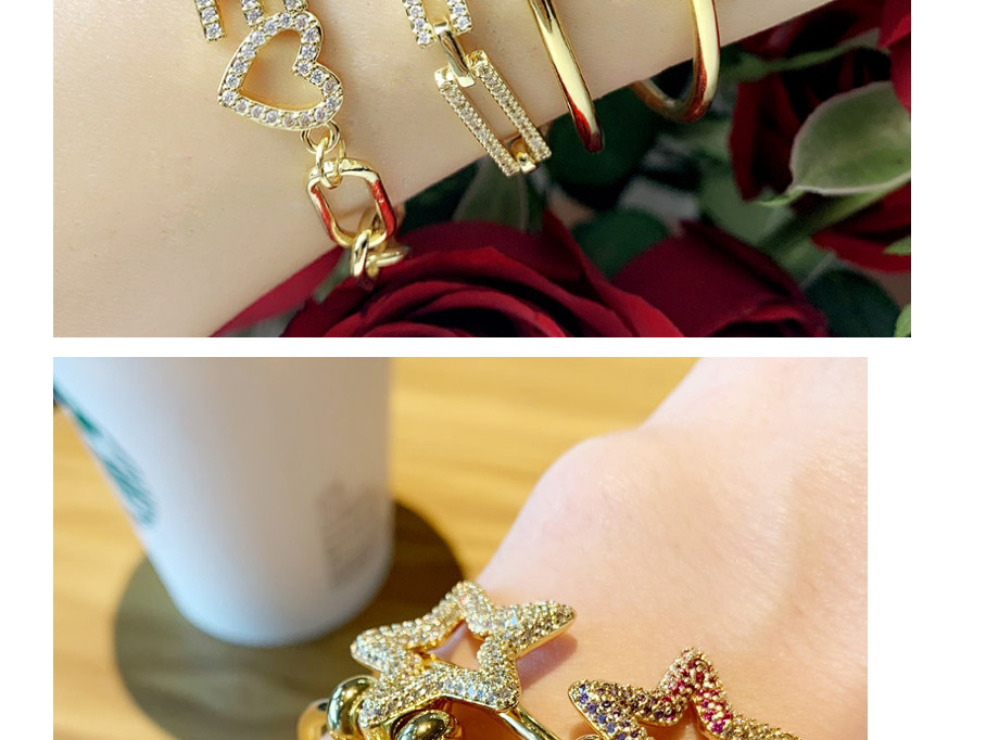 Fashion Serpentine Snake Letter Inlaid Zircon Chain Geometric Bracelet,Bracelets