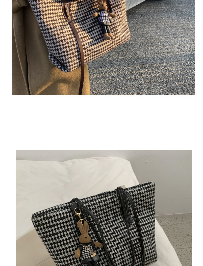 Fashion Black Large-capacity Houndstooth Stitching Shoulder Messenger Bag,Shoulder bags