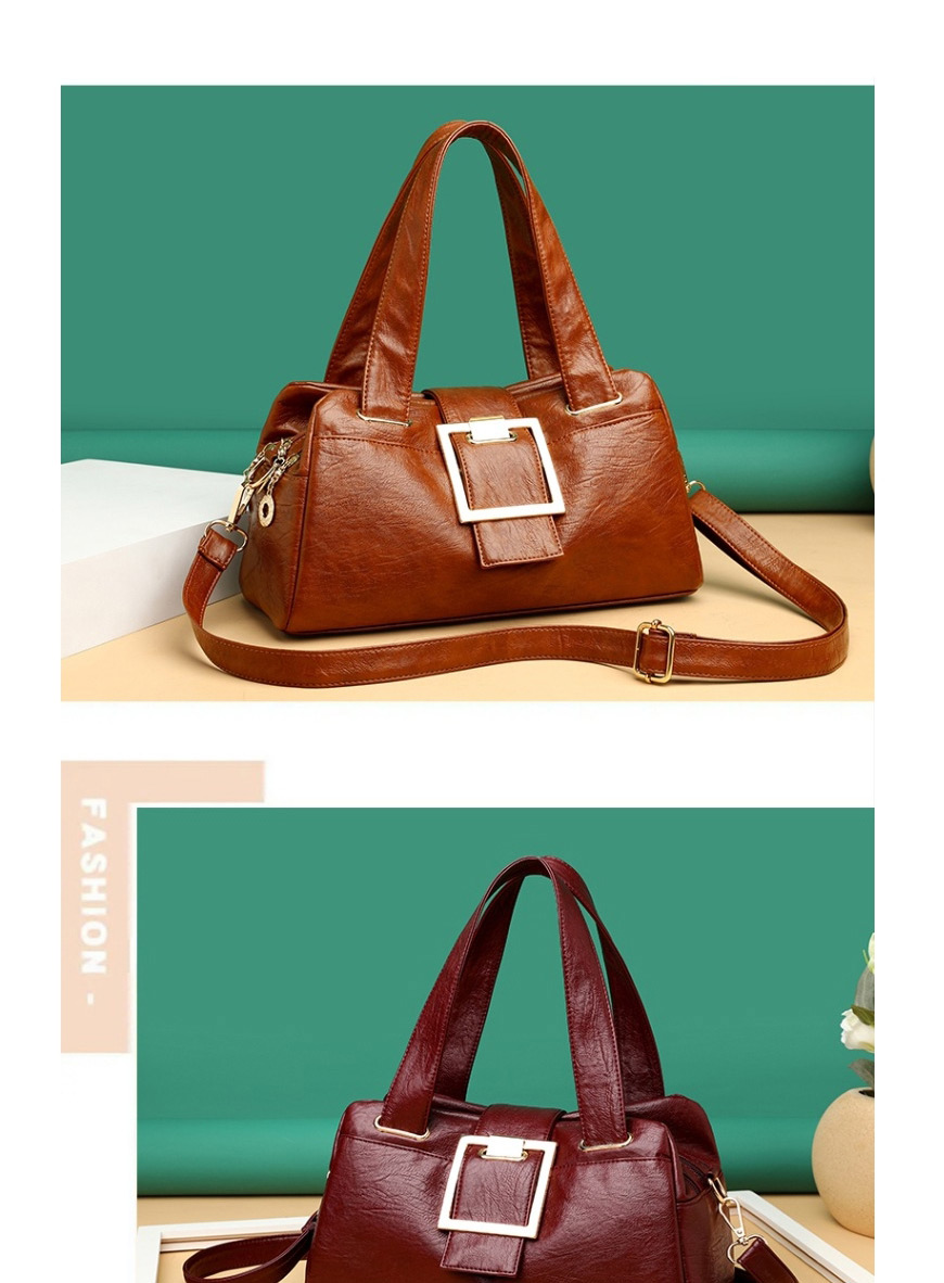 Fashion Red Wine Pu Soft Leather Multi-pocket Large Capacity One-shoulder Messenger Bag,Shoulder bags