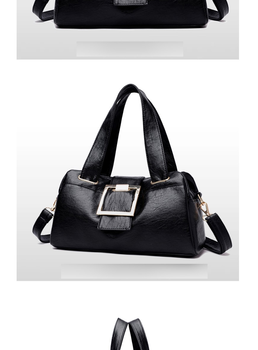 Fashion Black Pu Soft Leather Multi-pocket Large Capacity One-shoulder Messenger Bag,Shoulder bags