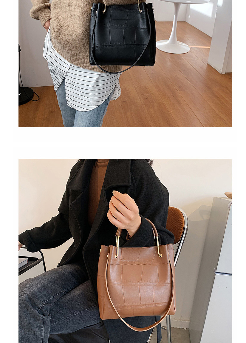 Fashion Khaki Large Capacity Stone Pattern Stitching One-shoulder Messenger Bag,Shoulder bags