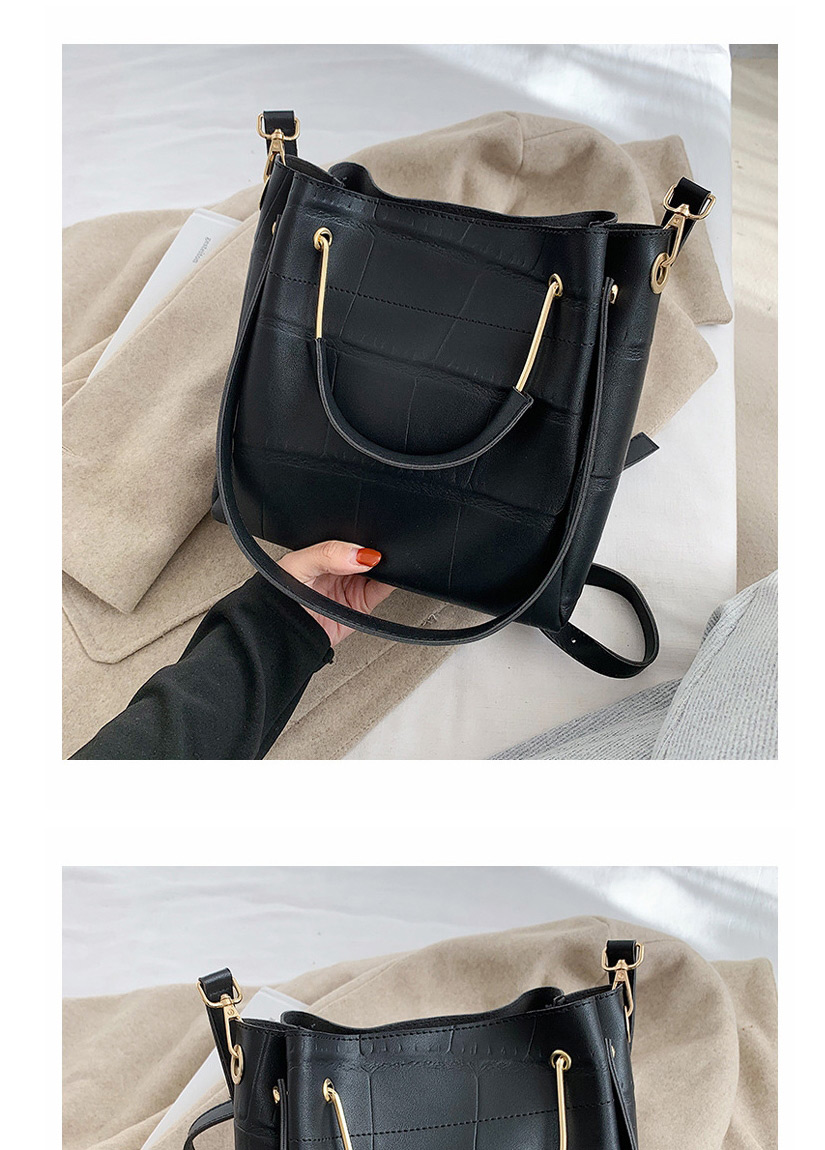 Fashion Dark Brown Large Capacity Stone Pattern Stitching One-shoulder Messenger Bag,Shoulder bags