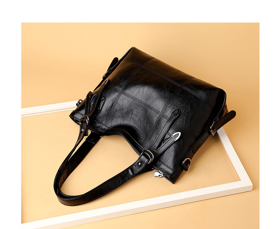 Fashion Black Large-capacity Checkered Shoulder Crossbody Bag,Shoulder bags