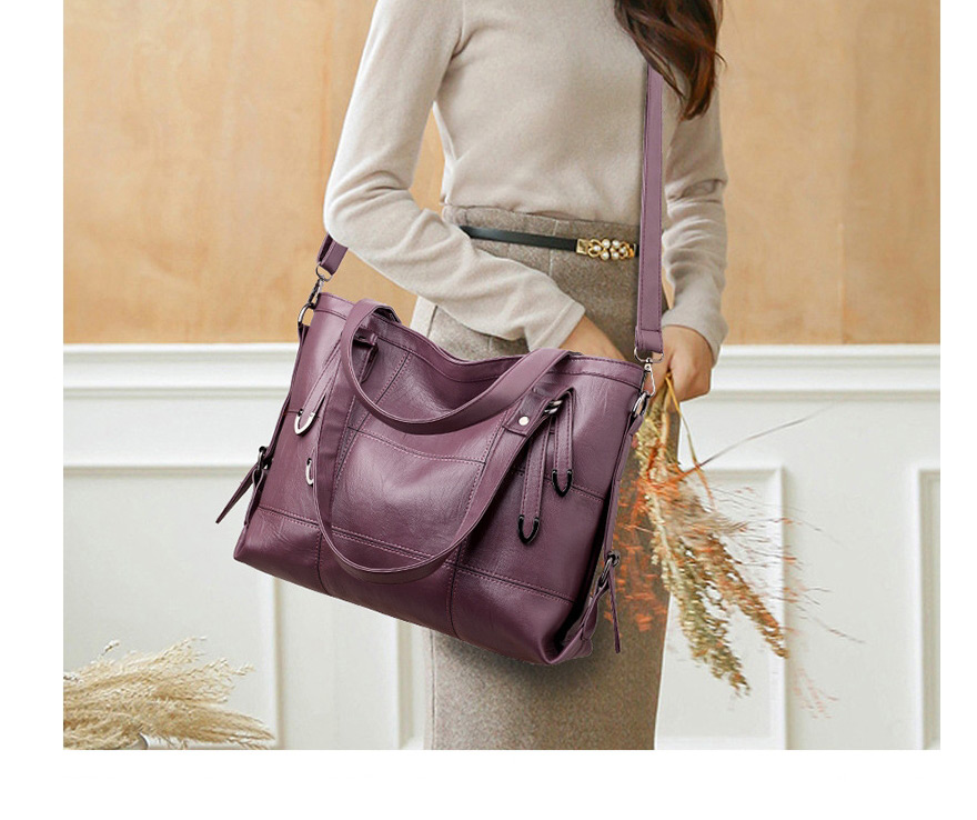 Fashion Purple Large-capacity Checkered Shoulder Crossbody Bag,Shoulder bags