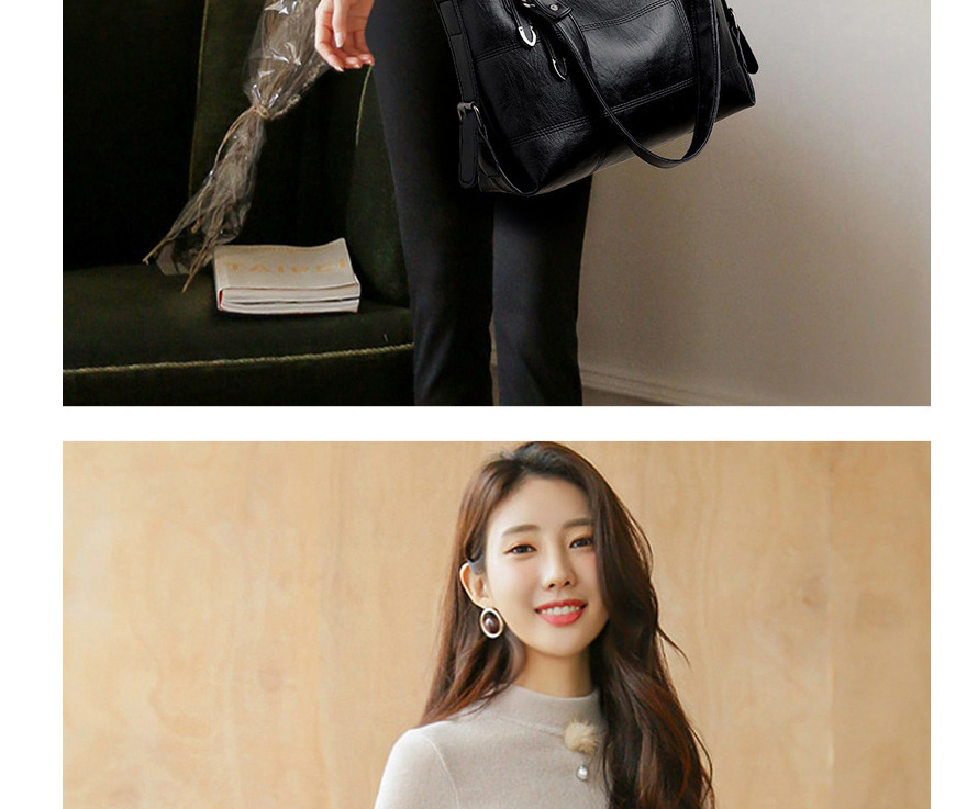Fashion Black Large-capacity Checkered Shoulder Crossbody Bag,Shoulder bags