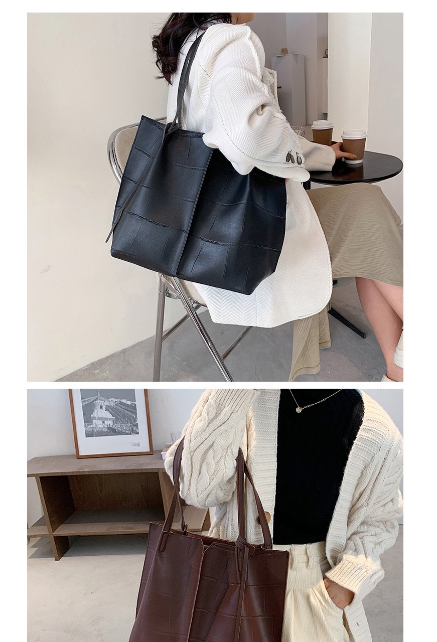Fashion Brown Large-capacity Stitching Geometric Shoulder Bag,Messenger bags