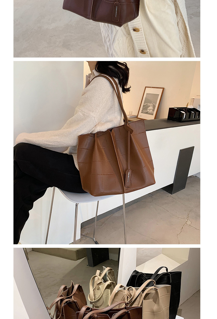 Fashion Khaki Large-capacity Stitching Geometric Shoulder Bag,Messenger bags