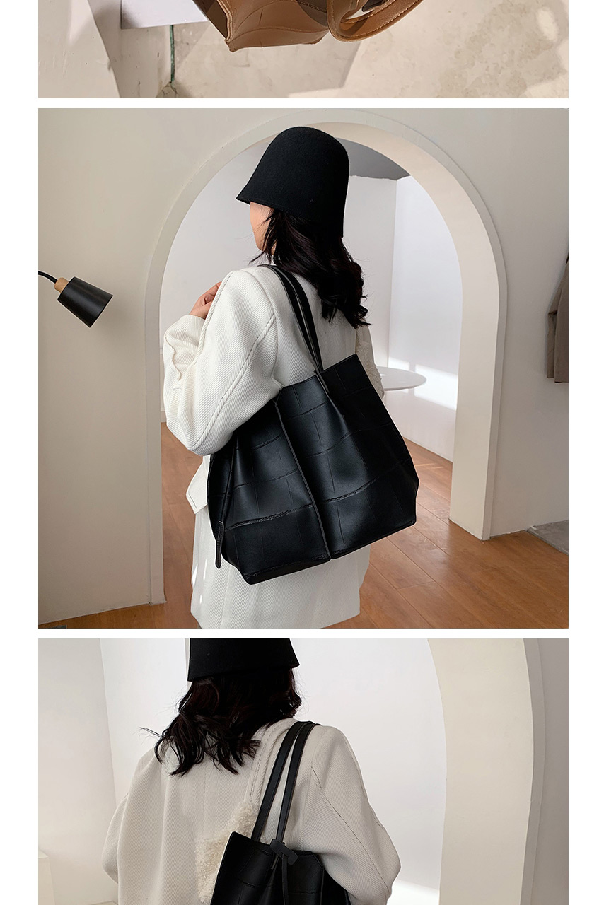 Fashion Brown Large-capacity Stitching Geometric Shoulder Bag,Messenger bags