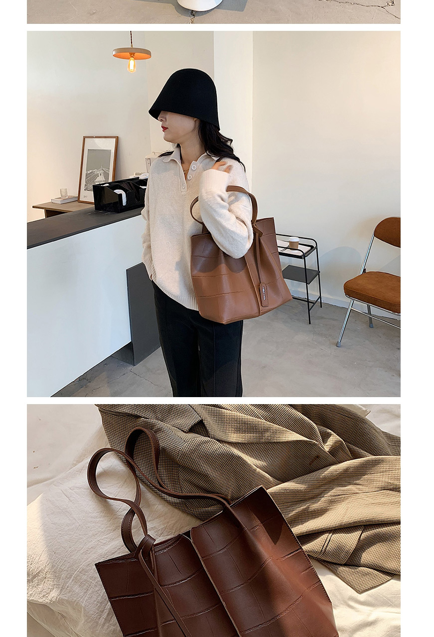 Fashion Coffee Color Large-capacity Stitching Geometric Shoulder Bag,Messenger bags