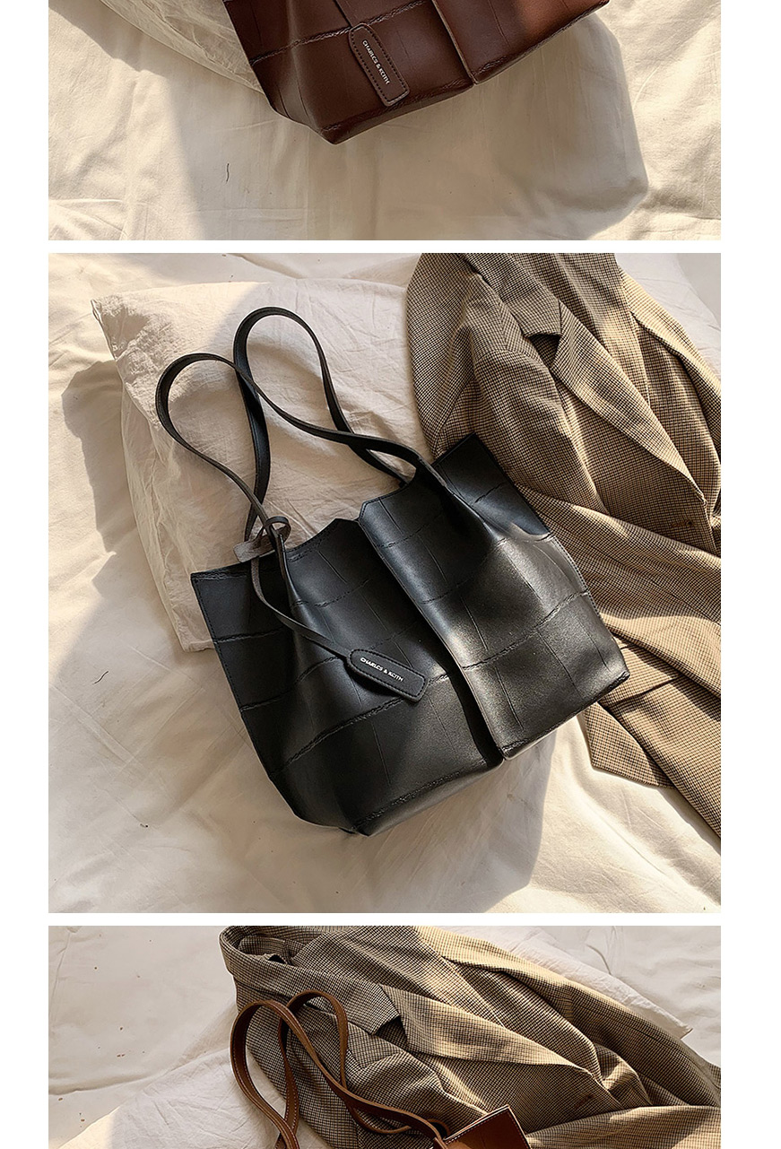 Fashion Black Large-capacity Stitching Geometric Shoulder Bag,Messenger bags