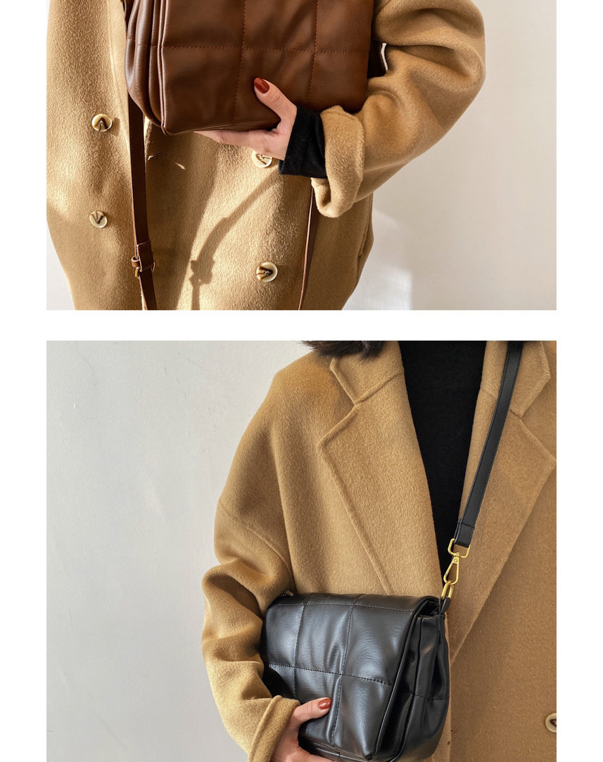 Fashion Brown Embroidered Thread Flap Solid Color One-shoulder Messenger Bag,Shoulder bags